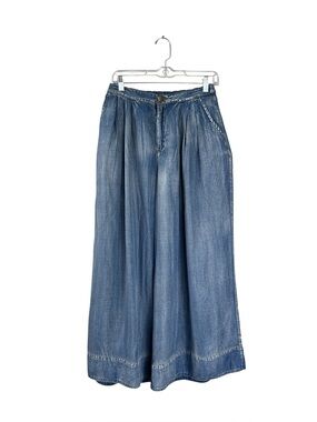Jaded Gypsy Sundrift Chambray Pants S/M Boho Wide Leg Prairie Cottagecore